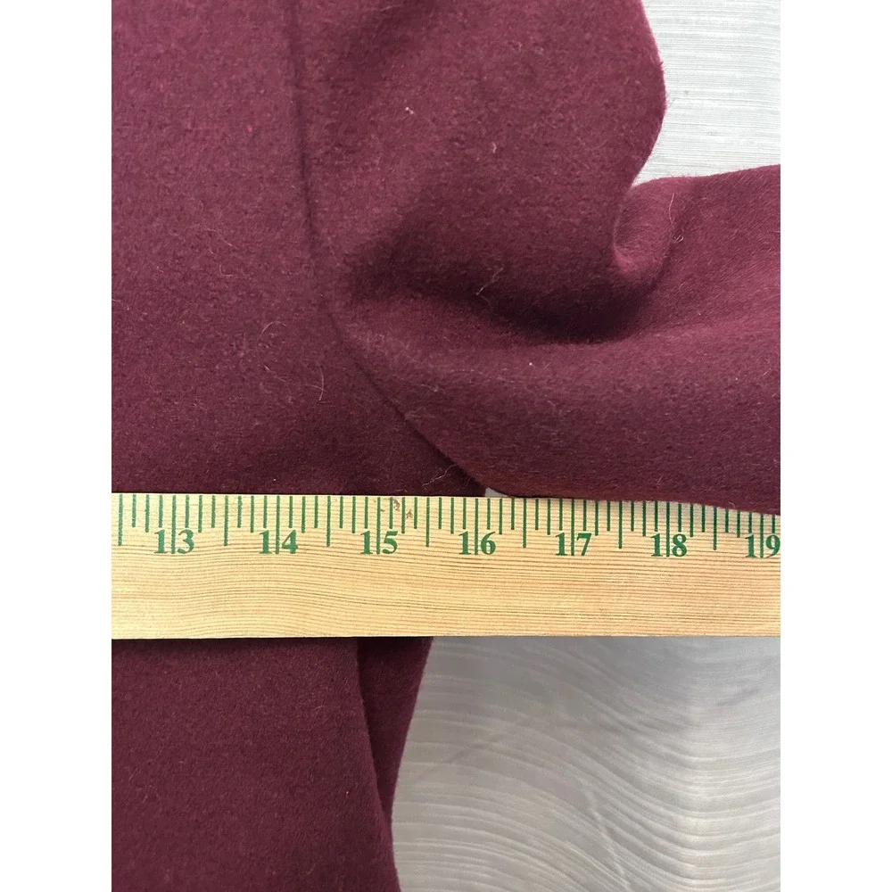 Vintage Lord & Taylor N. Fischer Burgundy Wool Velvet Trim Coat Youth Size 12